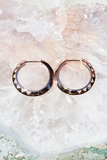 Rose gold triangle hoop earrings